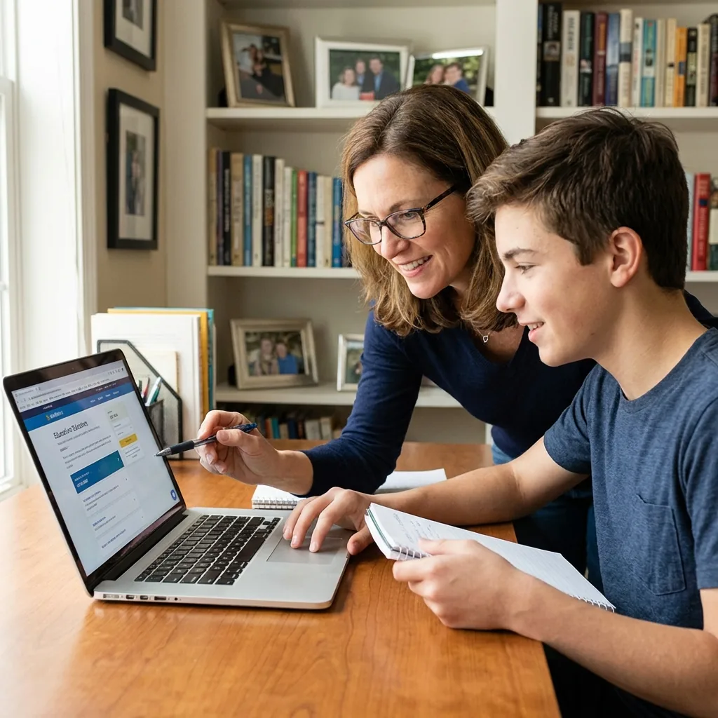Grade 9 student and parent discussing subject choices