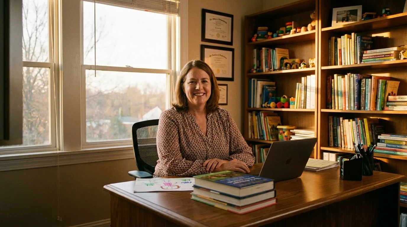 Educational Psychologist handing a printed SkillsPassport report to a parent